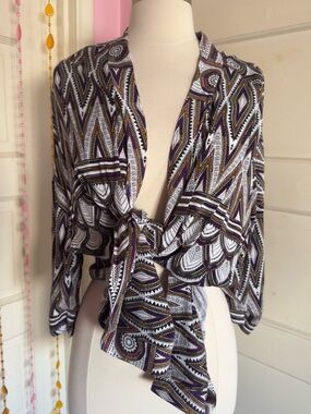 H&M Boho Kimono Cardigan Tribal Print Festival Cover Up Large